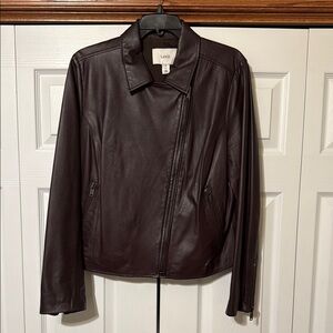 Women’s Lewit Lightweight Leather Moto/Biker Jacket-Burgundy/Maroon–Size XL
